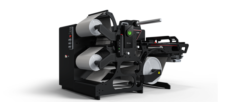 ROTOCON RSH turret slitter-rewinder for label converting with multiple rewind reels